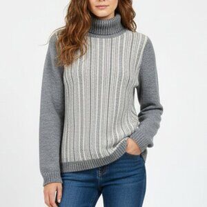Isabel Marant Alpaca Mohair Turtleneck Sweater Gray Stripe Made in France 0 XS